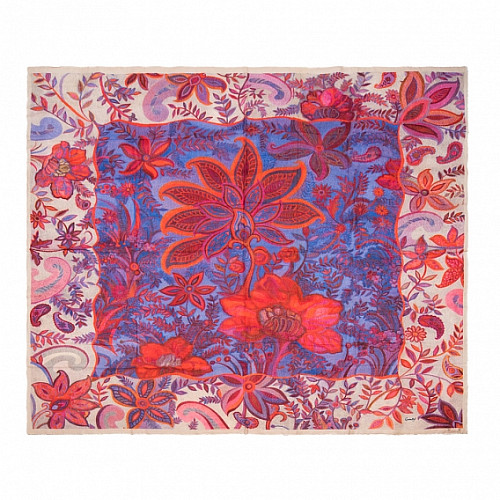 Шаль "Орнамент. цветы" (модал 90% кашемир 10% розовый голубой сиреневый 135х175) T26AZB2