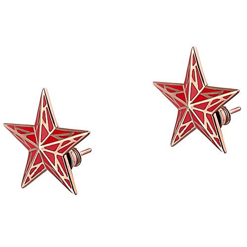 Серьги-пусеты "Кремлевская звезда"  (серебро/эмаль серебряный/красный) DK-KREMLSTAR-EAR