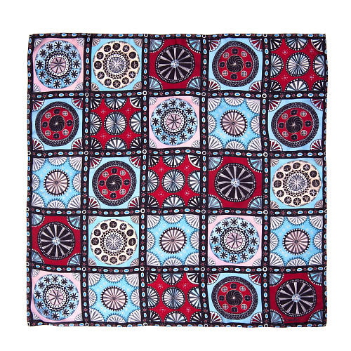 Платок "Византийский орнамент" (шелк 100% красный голубой 90х90) T21VISBL1