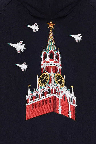 Толстовка с капюшоном "Башни Кремля" (70% хлопок, 30% полиэстер черный S) H03SPBA